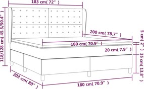 vidaXL Κρεβάτι Boxspring με Στρώμα Taupe 180x200 εκ. Υφασμάτινο
