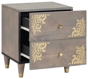 vidaXL Κομοδίνο 2 pcs Γκρι 40 x 33 x 46 εκ. Μασίφ ξύλο μάνγκο