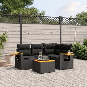 vidaXL Patio Sofa Set 5-θέσια Black