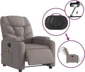 vidaXL Πολυθρόνα Μασάζ Ηλεκτρική Ανακλινόμενη Taupe Υφασμάτινη