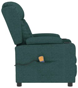 vidaXL Πολυθρόνα Μασάζ Σκούρο Πράσινο Υφασμάτινη