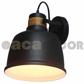 Απλίκα φωτιστικό τοίχου μεταλλικό μαύρο με ξύλο KS2126BW ACA-KS2126BW-Μαύρο KS2126BW