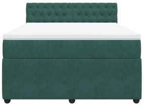 vidaXL Κρεβάτι Boxspring με Στρώμα Σκούρο Πράσινο 160x200εκ. Βελούδινο