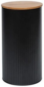 Μεταλλικό Δοχείο κουζίνας Excellent Houseware με καπάκι από μπαμπού και διαστάσεις Φ10.8cm x 21cm - Μαύρο