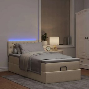 ΟΘΩΜΑΝΙΚΟ ΚΡΕΒΑΤΙ ΜΕ ΣΤΡΩΜΑ &amp; LEDS CREAM 90X190CM ΥΦΑΣΜΑ 3312358