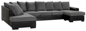Γωνιακός Καναπές Scandinavian Choice 540, Γκρι, Μαύρο, 380x215x90cm, Πόδια: Ξύλο | Epipla1.gr