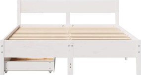 vidaXL Σκελετός Κρεβ. Χωρίς Στρώμα Λευκό 135x190 εκ Μασίφ Πεύκο