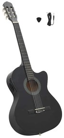 vidaXL Κιθάρα Western Classical Cutaway Μαύρη με Ισοσταθμιτή 6 Χορδές