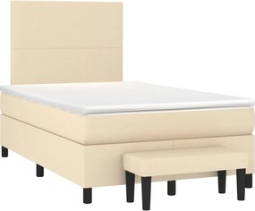 vidaXL Κρεβάτι Boxspring με Στρώμα Κρεμ 120x190 εκ. Υφασμάτινο