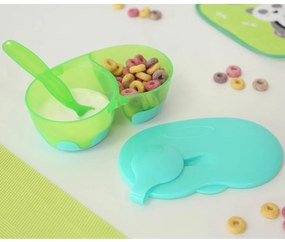 Φαγητοδοχείο Με Χωρίσματα &amp; Κουτάλι Kiokids Πράσινο 1627