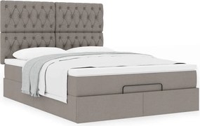 vidaXL Οθωμανικό κρεβάτι με στρώμα Taupe 140x200cm ύφασμα