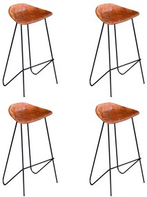 vidaXL Σκαμπό Μπαρ 4 τεμ. Καφέ από Γνήσιο Δέρμα