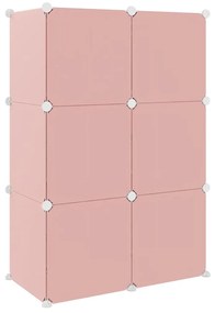 Ντουλάπι Αποθήκευσης Παιδικό με 6 Κύβους Ροζ Πολυπροπυλένιο - Ροζ