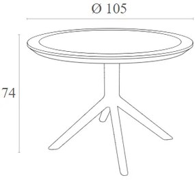 SKY TAUPE Φ105X74εκ. ΤΡΑΠΕΖΙ ΠΟΛ/ΝΙΟΥ