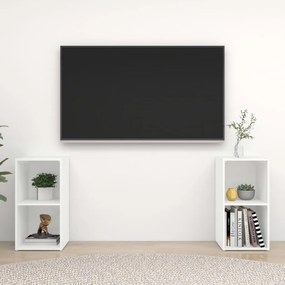 vidaXL Έπιπλα Τηλεόρασης 2 τεμ. Λευκά 72 x 35 x 36,5 εκ. Επεξ. Ξύλο