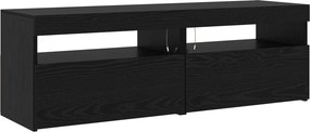 vidaXL Ντουλάπι TV με LED 3 pcs Μαύρη Οξυά 260 x 37 x 40 εκ