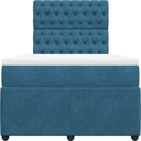 vidaXL Κρεβάτι Boxspring με Στρώμα Σκούρο Μπλε 120x190 εκ. Βελούδινο