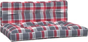 vidaXL Μαξιλάρια Παλέτας 2 τεμ. Γκρι Καρό Υφασμάτινα