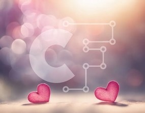 Intra Συλλεκτικό Ξύλινο Παζλ Plywood  4mm - Ροζ καρδιές σε μαλακή επιφάνεια με φόντο Bokeh Σε Ξύλινο Κουτί - Διαστάσεις Puzzle: 10x10 cm – 25 κομμάτια