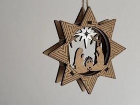 Σετ των 3 Intra απο ξύλο plywood 3mm-4mm πάχος Χριστουγεννιάτικο στολίδι αστεριών - Γέννηση Δίασταση 3x3 cm INTRAFABR-109662664