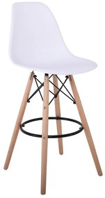 ART Wood Σκαμπό BAR με Πλάτη, Πόδια Οξιά Φυσικό, PP Άσπρο 47x54x71/109cm Ε509,1