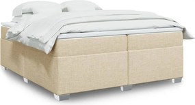 vidaXL Κρεβάτι Boxspring με Στρώμα Κρεμ 200x200 εκ. Υφασμάτινο