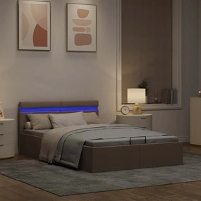 vidaXL Πλαίσιο Κρεβατιού με Αποθ. Χώρο/LED Taupe 120x200 εκ. Ύφασμα