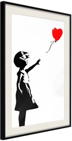 Αφίσα - Banksy: Girl with Balloon I - 30x45 - Μαύρο - Με πασπαρτού