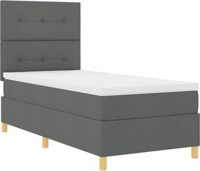 vidaXL LED Κρεβάτι με βάθρο Σκούρο Γκρι 100 x 200 cm ύφασμα