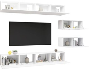 vidaXL Έπιπλα Τηλεόρασης Σετ 6 Τεμαχίων Λευκό από Επεξ. Ξύλο