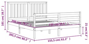 ΠΛΑΙΣΙΟ ΚΡΕΒΑΤΙΟΥ ΜΕ ΚΕΦΑΛΑΡΙ ΛΕΥΚΟ ΜΑΣΙΦ ΞΥΛΟ KING SIZE 3194252
