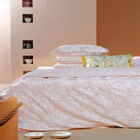 Κουβερλί Elodie 18 Dusty Pink-White Kentia Queen Size 230x250cm 100% Βαμβακοσατέν