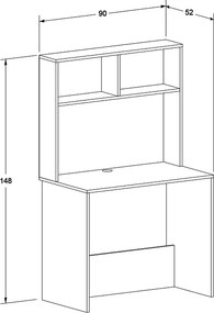 Γραφείο εργασίας Trendline Megapap χρώμα λευκό 90x52x148εκ.