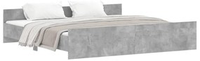 vidaXL Πλαίσιο Κρεβατιού με Κεφαλάρι/Ποδαρικό Γκρι Σκυροδεμ. 200x200εκ