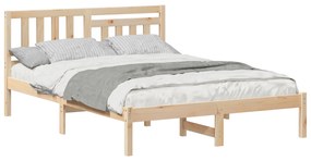 vidaXL Σκελετός Κρεβατιού Καφέ 140 x 190 cm Μασίφ ξύλο πεύκου