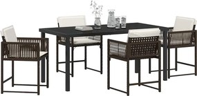 vidaXL Σέτ φαγητού για κήπο 5 pcs Καφέ συνθετικό ρατάν