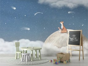 Fox On The Moon Ταπετσαρια Τοιχου Μπλε Επιθυμητη Διασταση