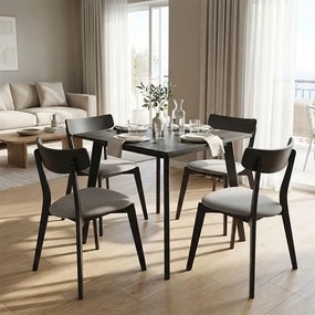 Tραπεζαρία Benson - Toto pakoworld σετ 5τμχ rustic grey - ύφασμα grey 80x80x75εκ