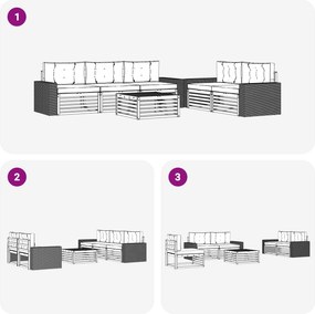 vidaXL Σειρά Καναπέ Εξωτερικού 6 pcs Φυσικό και Ανθρακί