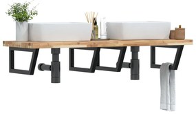 Ράφι Νιπτήρα Τοίχου από Ατσάλι / Μασίφ Ξύλο Ακακίας