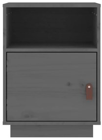 vidaXL Κομοδίνα 2 τεμ. Γκρι 40x34x55 εκ. από Μασίφ Ξύλο Πεύκου