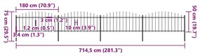 vidaXL Κάγκελα Περίφραξης με Λόγχες Μαύρα (0,5-0,75) x 6,8 μ. Ατσάλινα