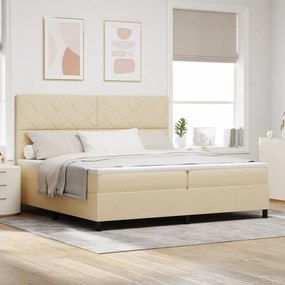 vidaXL Κρεβάτι με ελατήρια με στρώμα Κρεμ 200 x 200 cm ύφασμα