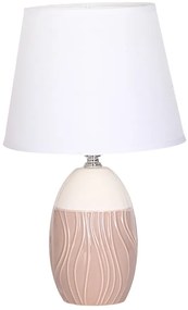 POWERTECH επιτραπέζιο φωτιστικό HLL-0141, E27, κεραμική βάση, καφέ/λευκό