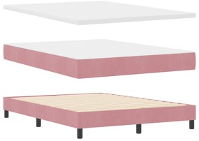 vidaXL Κρεβάτι Box Spring με Στρώμα Ροζ 140x190 εκ Βελούδο