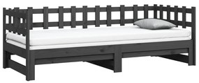 Καναπές Κρεβάτι Συρόμενος Γκρι 2x(90x200) εκ. Μασίφ Ξύλο Πεύκου - Γκρι