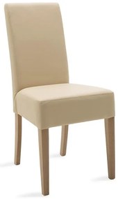 Καρέκλα Ditta PU εκρού- πόδι μασίφ ξύλο sonoma 2αδα 45x58x96 εκ.