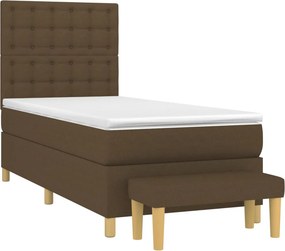 vidaXL Κρεβάτι Boxspring με Στρώμα Σκούρο Καφέ 80x200 εκ. Υφασμάτινο