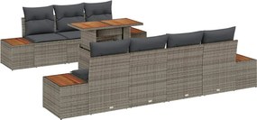 vidaXL Σετ Καναπέ Κήπου με αποθήκευση 8 pcs Γκρι Πολυ ράταν
