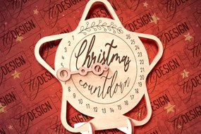 Σετ των 2 Intra απο ξύλο plywood 3mm-4mm πάχος Χριστουγεννιάτικη αντίστροφη μέτρηση με λέιζερ | CNC Δίασταση 15x15 cm INTRAFABR-80857313